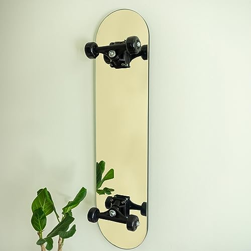 Skateboard Mirror - Stainless Steel with Real Trucks & Wheels, Silver