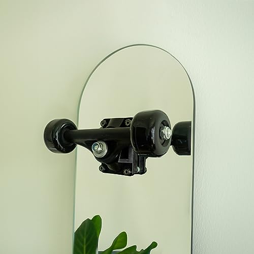 Skateboard Mirror - Stainless Steel with Real Trucks & Wheels, Silver